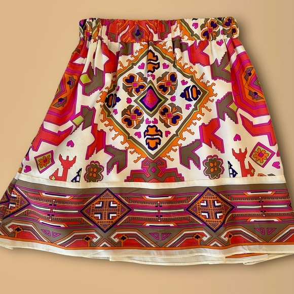 Alice & Trixie Multicolor Aztec print 100% Silk Skirt - Size S - Picture 2 of 4